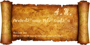 Andrássy Mátyás névjegykártya